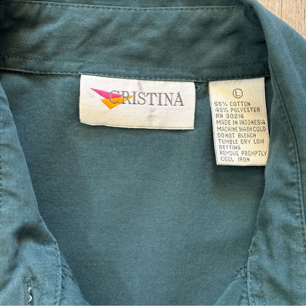 Cristina Vintage Long Sleeve Blouse Western Top Pocket Aztec Buttons Size Large - Picture 6 of 11